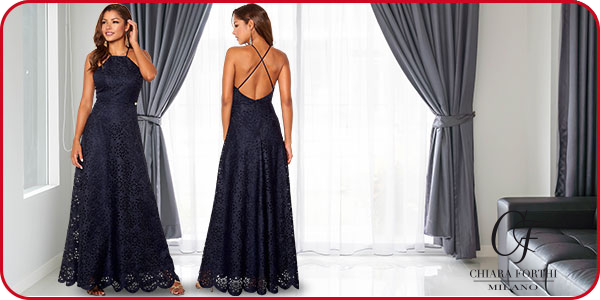 Kleid mit Laser-Schnitt von Chiara Forthi, dunkelblau