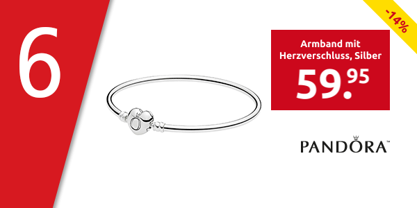 Pandora Armband mit Herzverschluss, Silber