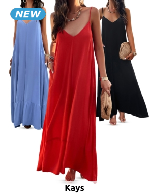 Langes Kleid «Bella», mit Taschen, blau