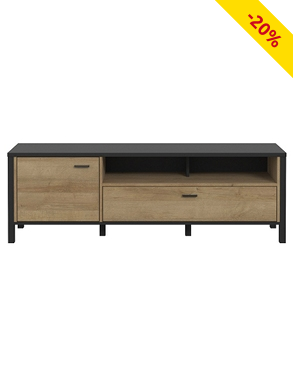 TV-Möbel «Indus», B 151,5 x H 50 x T 40 cm, Dekor Riviera Eiche/mattschwarz