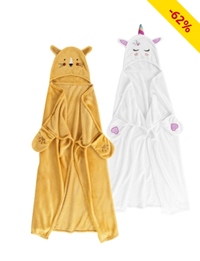 Fleecedecke «Leopard» mit Kapuze und Handschuhen, 100 x 120 cm