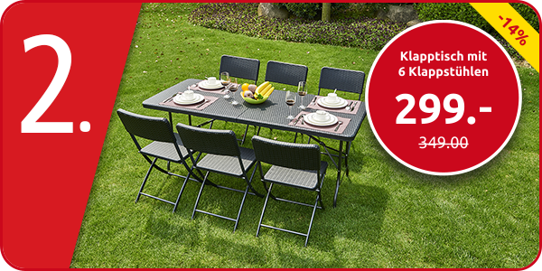 Klapptisch mit 6 Klappstühlen «Fiesta»