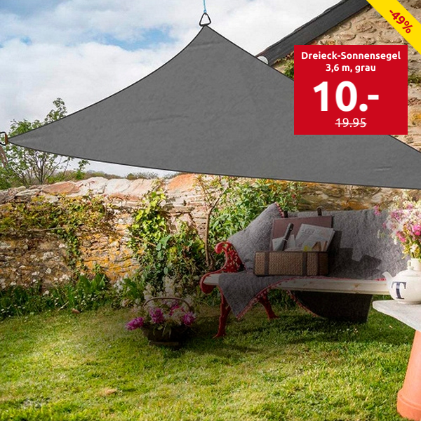 Dreieck-Sonnensegel 3,6 m, grau