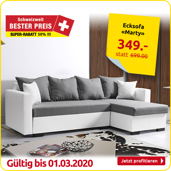 Ecksofa «Marty», weiss/grau