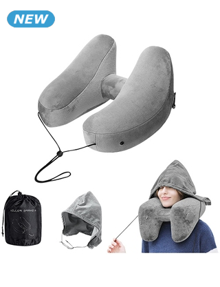 Reisekissen «Air Pillow», aufblasbar, mit Kapuze