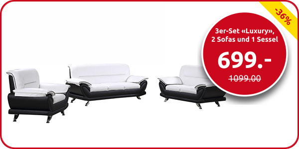 3er-Set «Luxury», 2 Sofas und 1 Sessel
