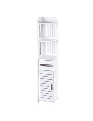 Eckschrank für Badezimmer, B 15,5 x H 80 x T 15,5 cm, Dekor weiss