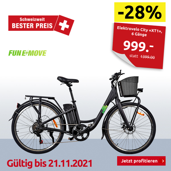 Fun E-Move Elektrovelo City «XT1», 6 Gänge