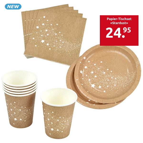 Komplettes Papier-Tischset «Stardust», aus Karton/Papier, für 6 Personen