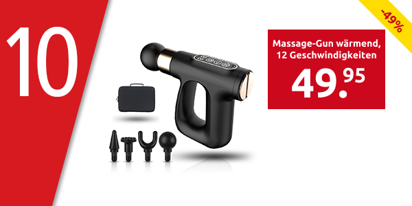 Massage-Gun wärmend, 12 Geschwindigkeiten, 4 Massageköpfe