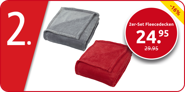 2er-Set Fleecedecken «Coral», 150 x 200 cm, rot + grau