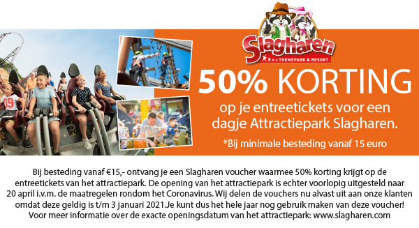 50% korting op je entreetickets voor een dagje Slagharen!