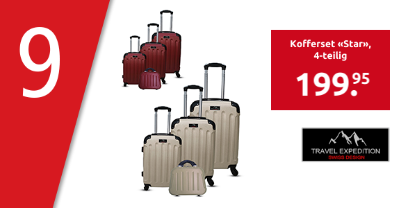 TRAVEL EXPEDITION Kofferset «Star», 4-teilig, H 57/67/77 cm, light, rot