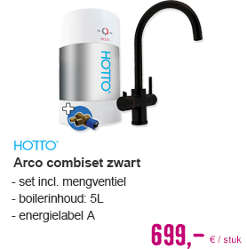 HOTTO Kokendwaterkraan Arco combiset incl. mengventiel 5 l zwart