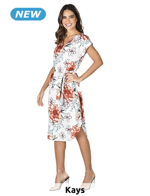 Mittellanges Kleid, weiss bedruckt