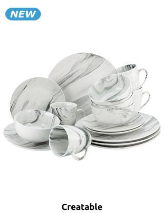 CreaTable Kombi-Service «Marmor», 16-teilig, 4 Personen