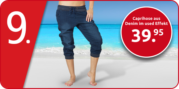 Caprihose aus Denim im used Effekt