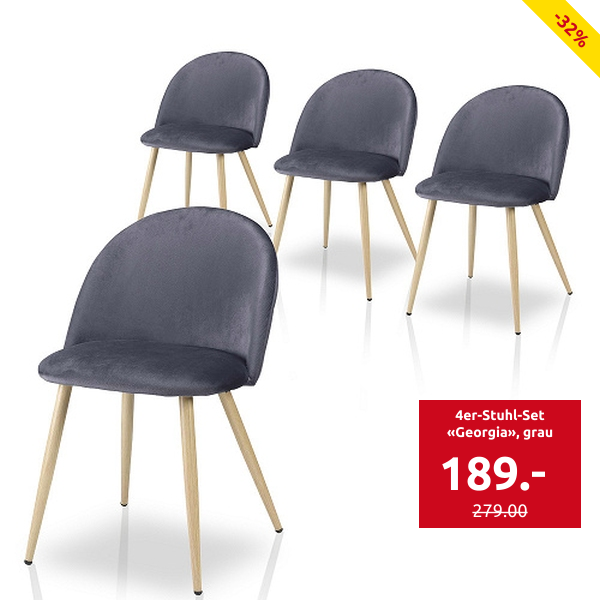 4er-Stuhl-Set «Georgia», grau