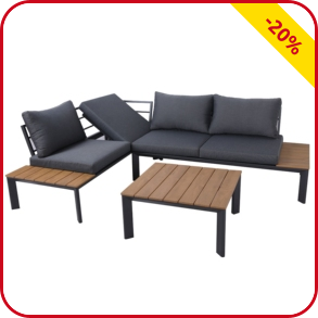 Gartenset «Orchid» Ecksofa Alu, grau/Holzoptik