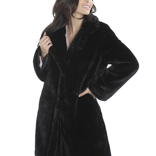 Kunstpelzmantel, schwarz