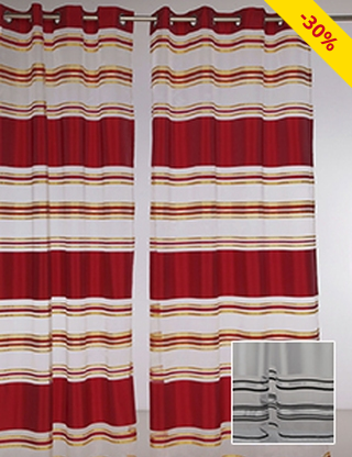 Vorhang, 2 Stück, H 240, B 140 cm, rot/goldfarben