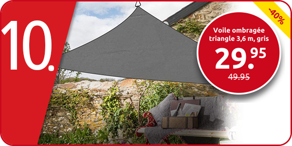 Voile ombragée triangle 3,6 m, gris