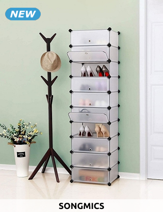 SONGMICS Aufbewahrungsboxen, 10 Stück, B 43 x H 173 x T 31 cm