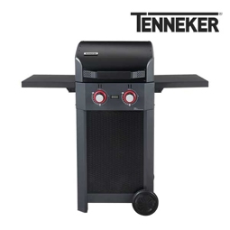 Tenneker Carbon E-Grill Elektrogrill mit 2300 Watt, 2 Heizkreise Gusseisener Grillrost, digitale Temperaturanzeige, Warmhalterost