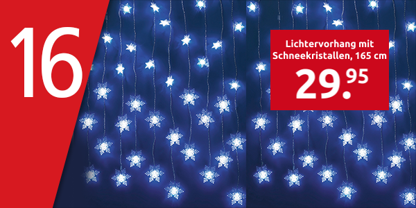 Lichtervorhang mit Schneekristallen, 40 LEDs, 165 cm