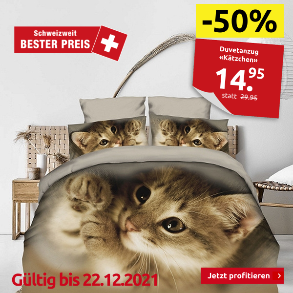 Duvetanzug «Kätzchen» 160 x 210 cm + Pfulmenanzug 65 x 100 cm