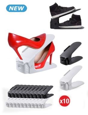Verstellbare Schuhablagen, 10er-Set, schwarz