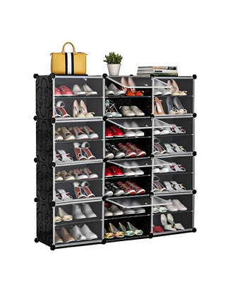 Schuhschrank, B 127 x H 126 x T 32 cm, 48 Paare, schwarz