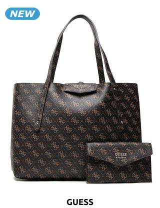 GUESS Handtasche «Eco Brenton Tote» mit Logo, braun