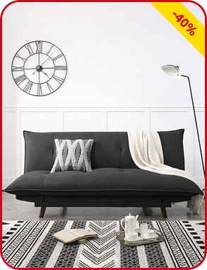 Dauerschlafsofa «Kiss», Stoffbezug anthrazit