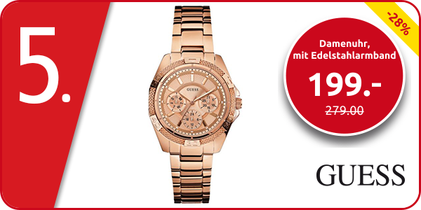Guess Damenuhr, mit Edelstahlarmband, roségoldfarben