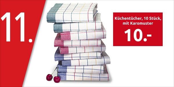 Küchentücher, 10 Stück, mit Karomuster und aus reiner Baumwolle