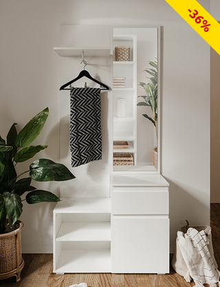 Eingangsmöbel «Mage», L 85 x B 37 x H 195 cm, Dekor weiss