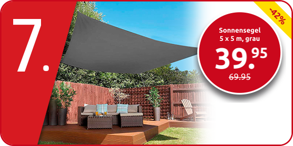 Sonnensegel 5 x 5 m, grau
