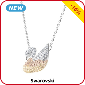 Swarovski Damenhalskette mit Schwan, Gold tricolor