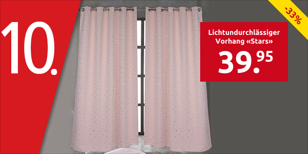 Lichtundurchlässiger Vorhang «Stars», 240 x 140 cm, rosa