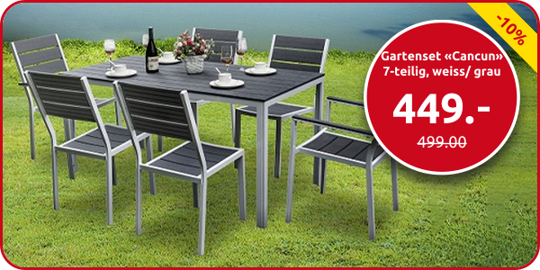 Gartenset «Cancun», 7-teilig, weiss/ grau