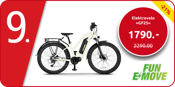 Fun E-Move Elektrovelo «GF25», 9 Gänge, mit LED-Beleuchtung, Reichweite 65-80 km