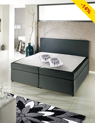 Boxspring-Bett «Grey 2», feste Matratze, 160 x 200 cm, anthrazit