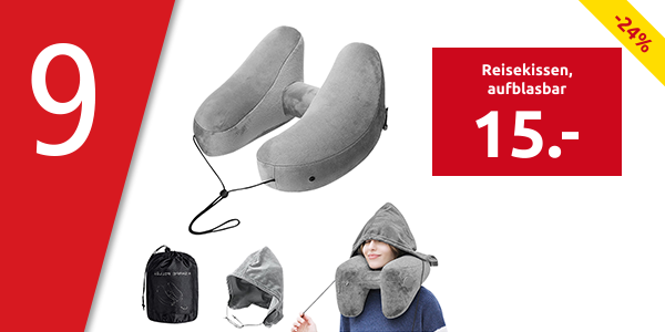 Reisekissen «Air Pillow», aufblasbar, mit Kapuze