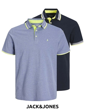 JACK&JONES Polohemden «Paulo», 2er-Pack, schwarz/blau
