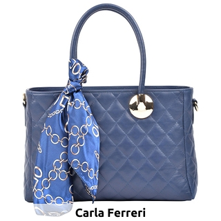 Handtasche aus Kalbsleder, mit Foulard, blau