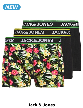 JACK&JONES Boxers, 3er-Pack, geblümt + 2 schwarz