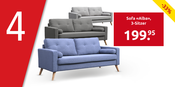 Sofa «Alba», 3-Sitzer, B 181 x H 84 x T 82 cm, blau