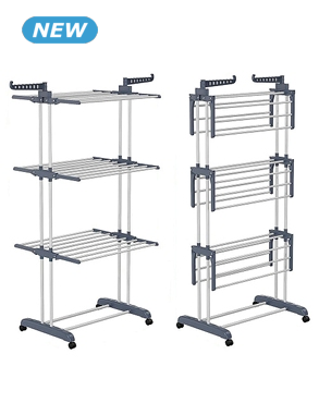 Wäscheständer 3 Etagen, mit Kleiderbügelhalter