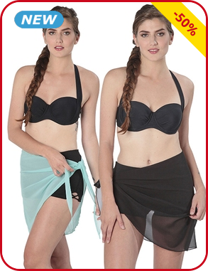 Pareo, 2er-Pack, schwarz + türkis, 190 x 50 cm